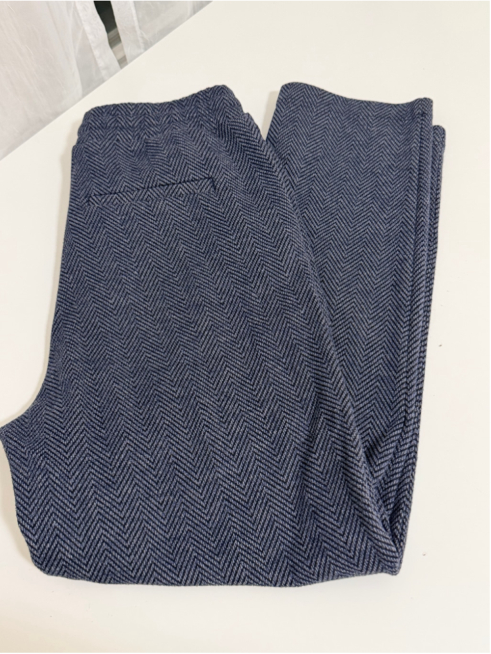 LOFT Herringbone Pull On Drawstring Pants Navy Blue Size Small